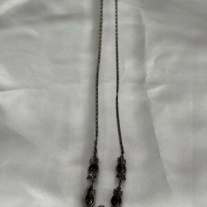 Vintage/Antique silver/black necklace and earring set with marquesite.